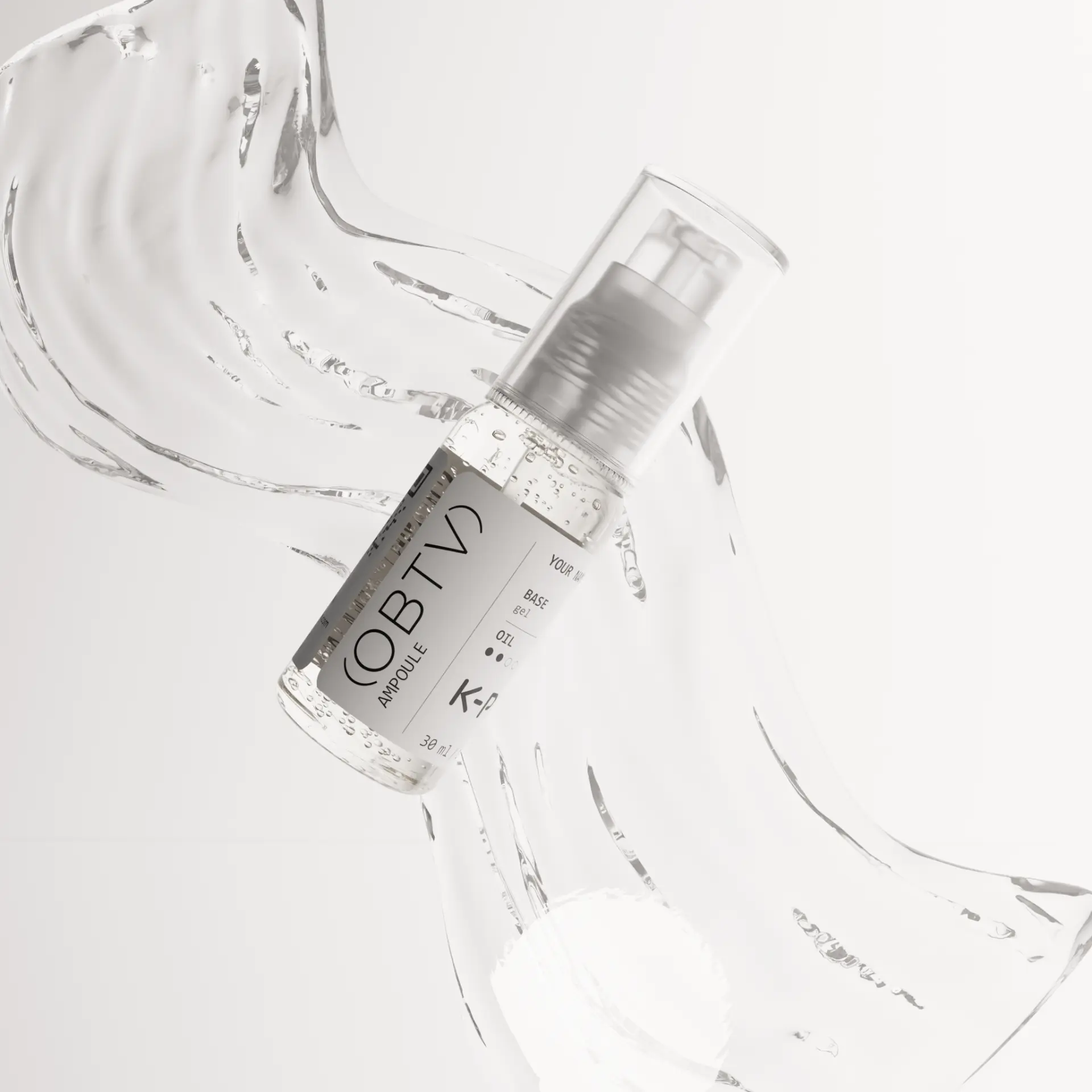 SmartSKN ampoule bottle suspended in a swirl of clear gel